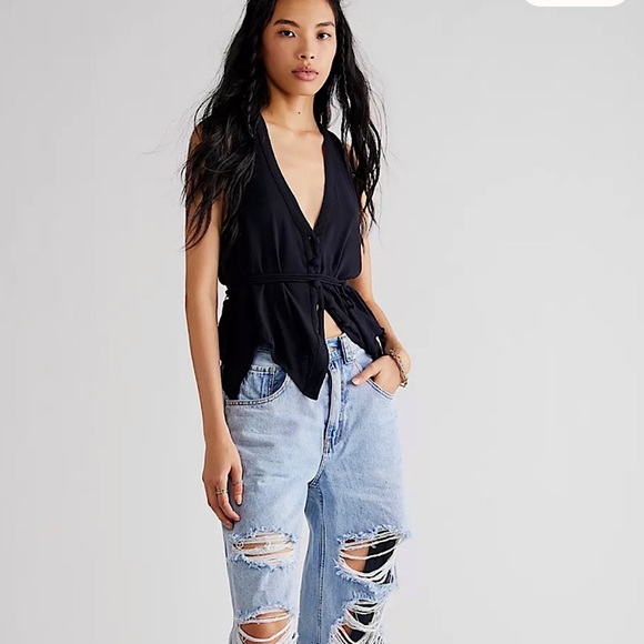 Free People Sheena Vest in Black. Size Small. NWOT - Picture 4 of 6